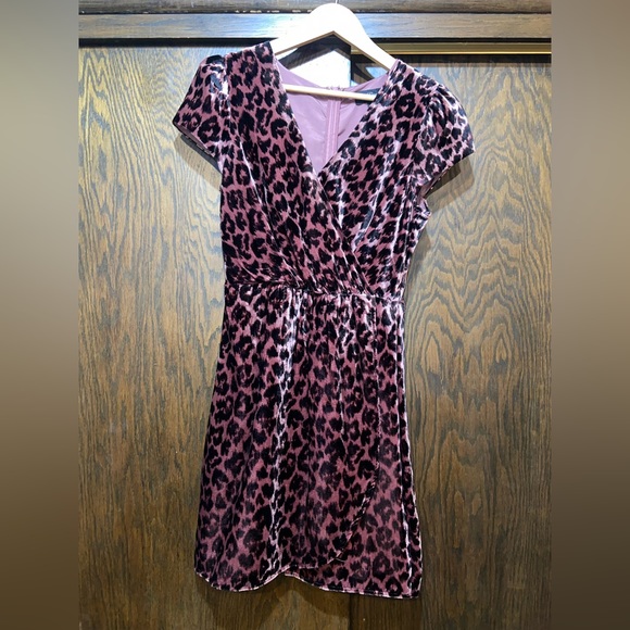 Velvet dusty pink leopard j crew dress - Picture 1 of 1